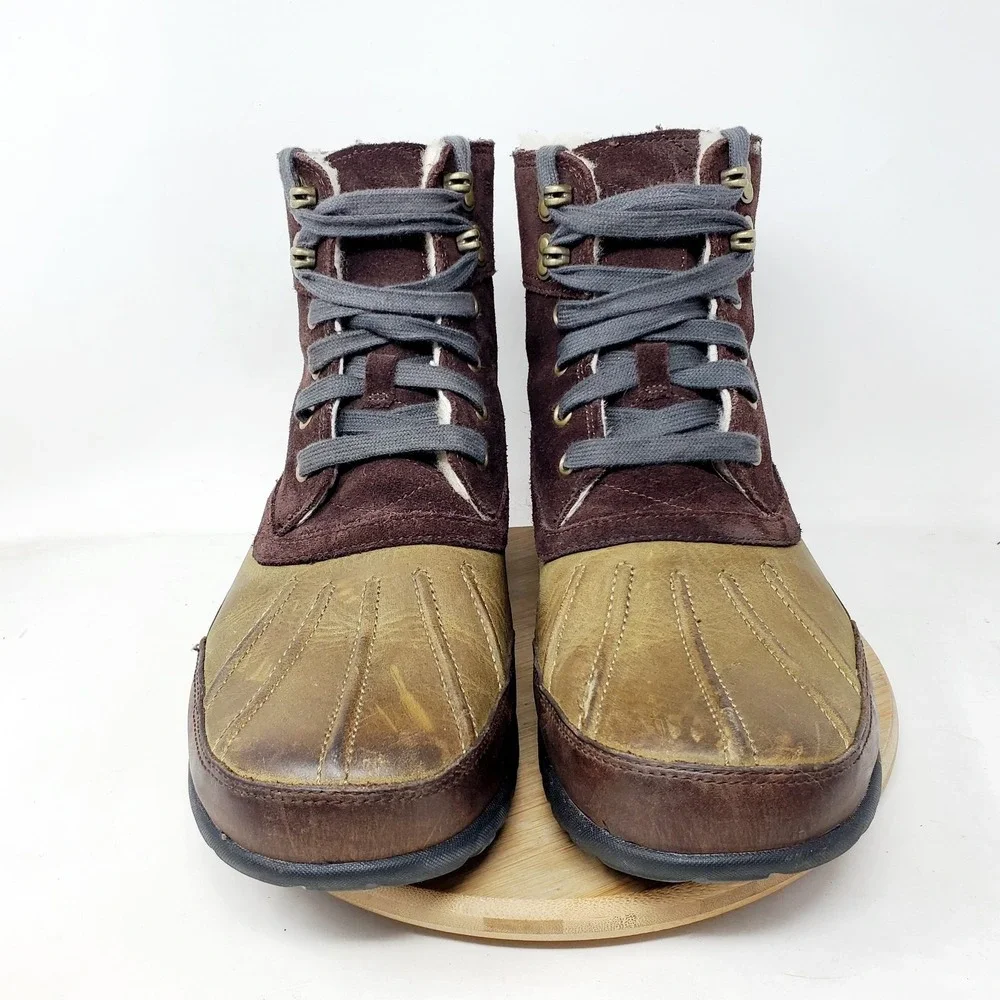 Cole Haan Air Rhone Duck Boot Mens 9.5 Brown Leather Hiker Waterproof Rain Shoes